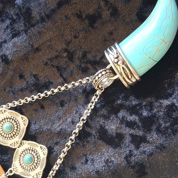 Brandy Melville Silver and Turquoise Necklace Set. - Picture 7 of 8